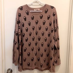 💀 Philosophy Skull Print Cashmere Blend Sweater • Size 2X